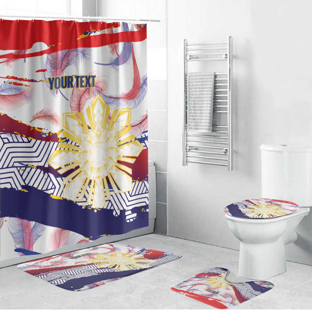 Personalised Philippines Sun Tattoo Bathroom Set Feathers Filipinas Grunge Style White