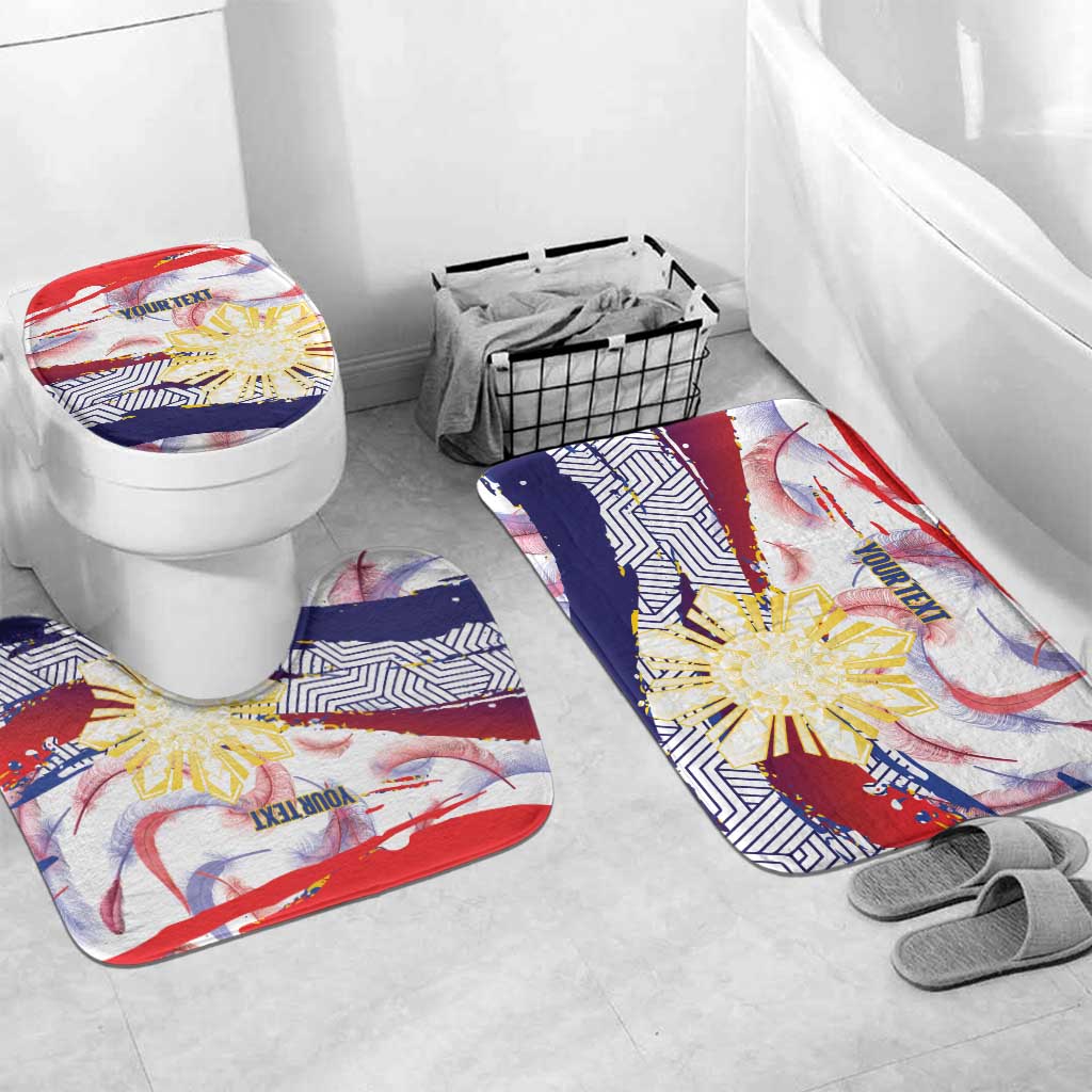 Personalised Philippines Sun Tattoo Bathroom Set Feathers Filipinas Grunge Style White