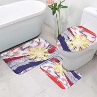 Personalised Philippines Sun Tattoo Bathroom Set Feathers Filipinas Grunge Style White