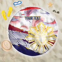 Personalised Philippines Sun Tattoo Beach Blanket Feathers Filipinas Grunge Style White