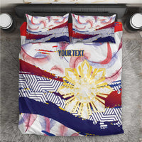 Personalised Philippines Sun Tattoo Bedding Set Feathers Filipinas Grunge Style White