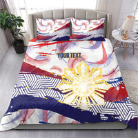 Personalised Philippines Sun Tattoo Bedding Set Feathers Filipinas Grunge Style White