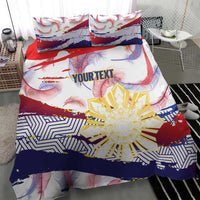 Personalised Philippines Sun Tattoo Bedding Set Feathers Filipinas Grunge Style White
