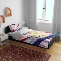 Personalised Philippines Sun Tattoo Bedding Set Feathers Filipinas Grunge Style White