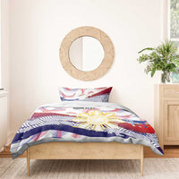 Personalised Philippines Sun Tattoo Bedding Set Feathers Filipinas Grunge Style White