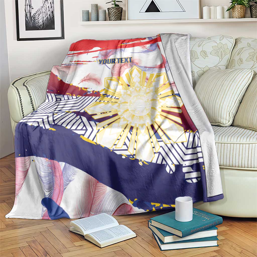 Personalised Philippines Sun Tattoo Blanket Feathers Filipinas Grunge Style White