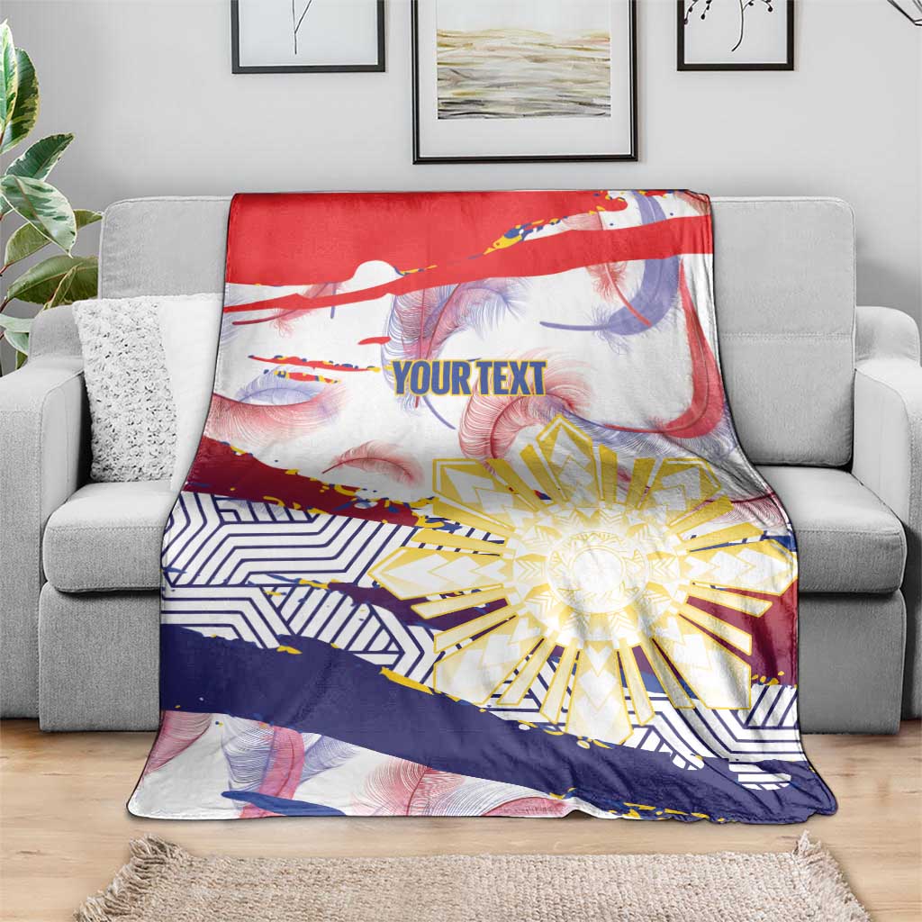 Personalised Philippines Sun Tattoo Blanket Feathers Filipinas Grunge Style White
