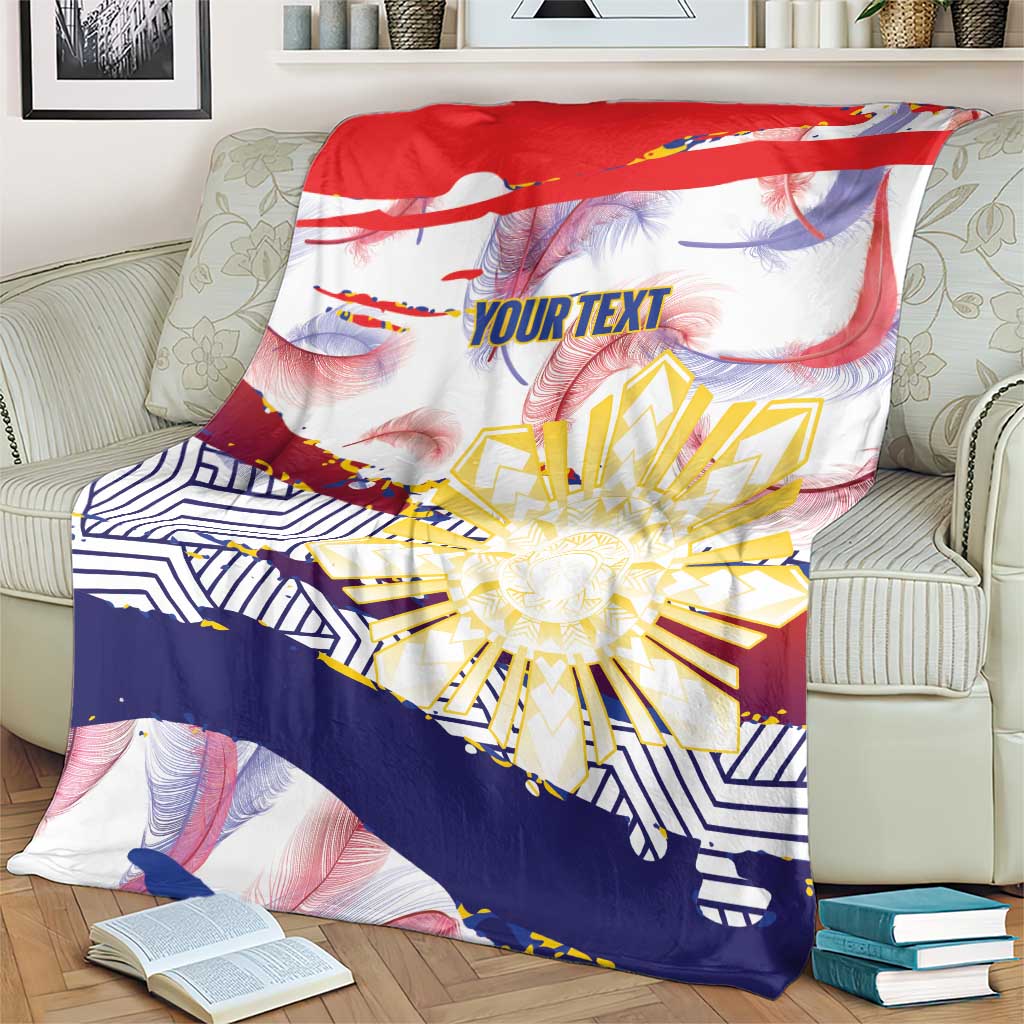 Personalised Philippines Sun Tattoo Blanket Feathers Filipinas Grunge Style White