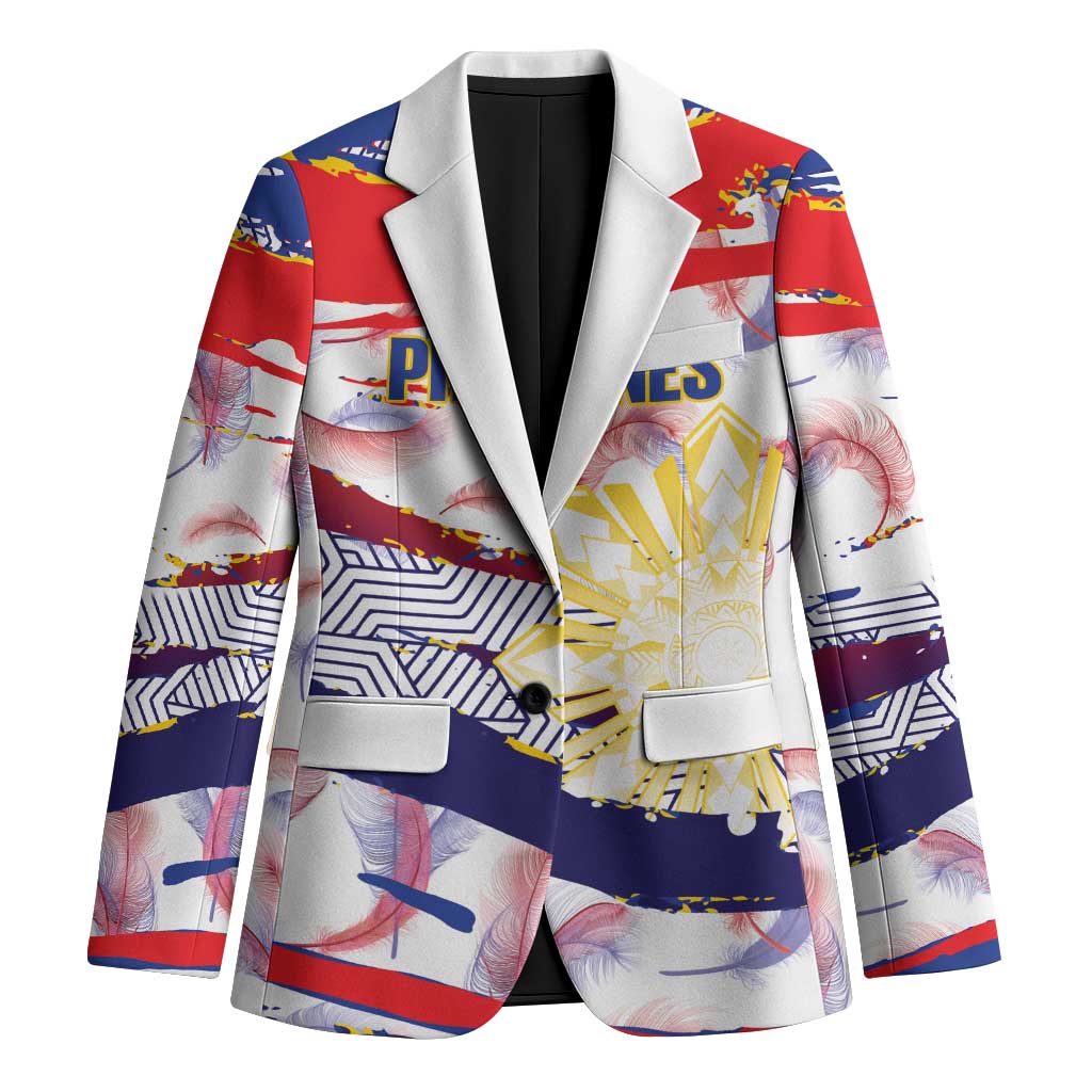 Personalised Philippines Sun Tattoo Blazer Feathers Filipinas Grunge Style White
