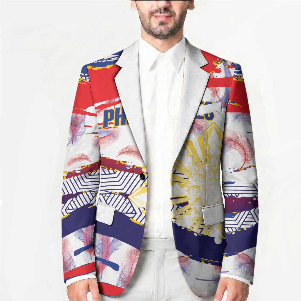 Personalised Philippines Sun Tattoo Blazer Feathers Filipinas Grunge Style White