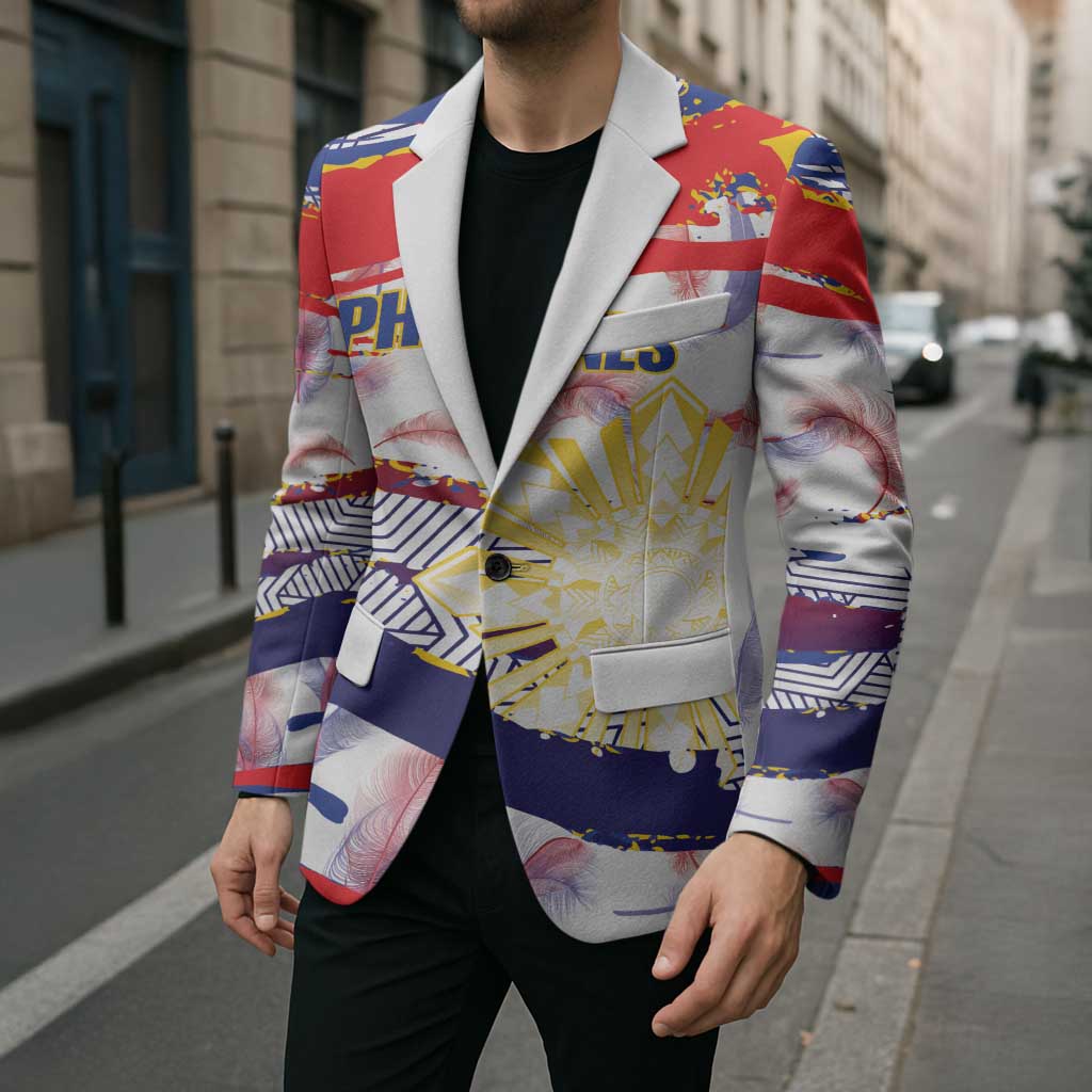 Personalised Philippines Sun Tattoo Blazer Feathers Filipinas Grunge Style White