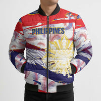 Personalised Philippines Sun Tattoo Bomber Puffer Jacket Feathers Filipinas Grunge Style White