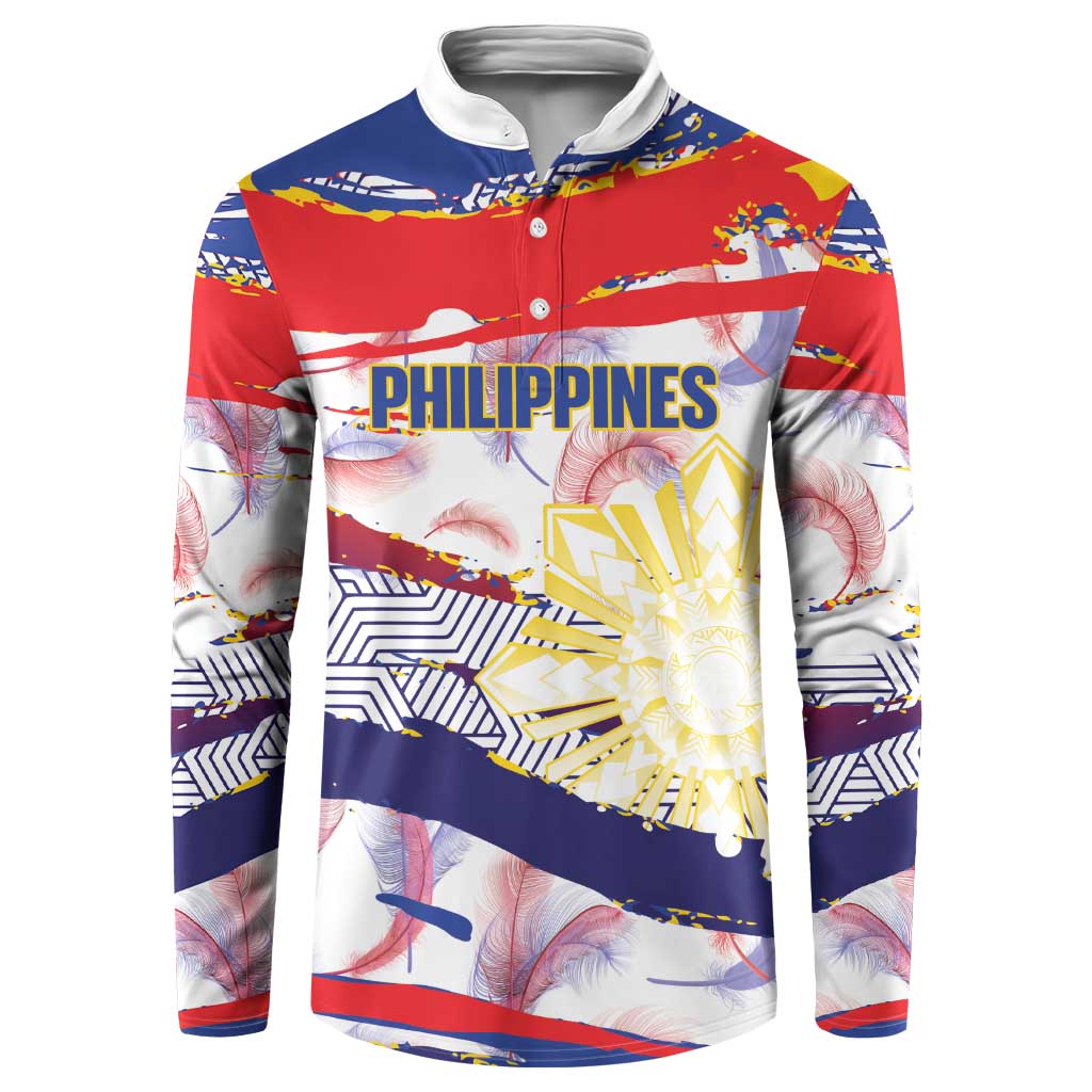 Personalised Philippines Sun Tattoo Button Sweatshirt Feathers Filipinas Grunge Style White