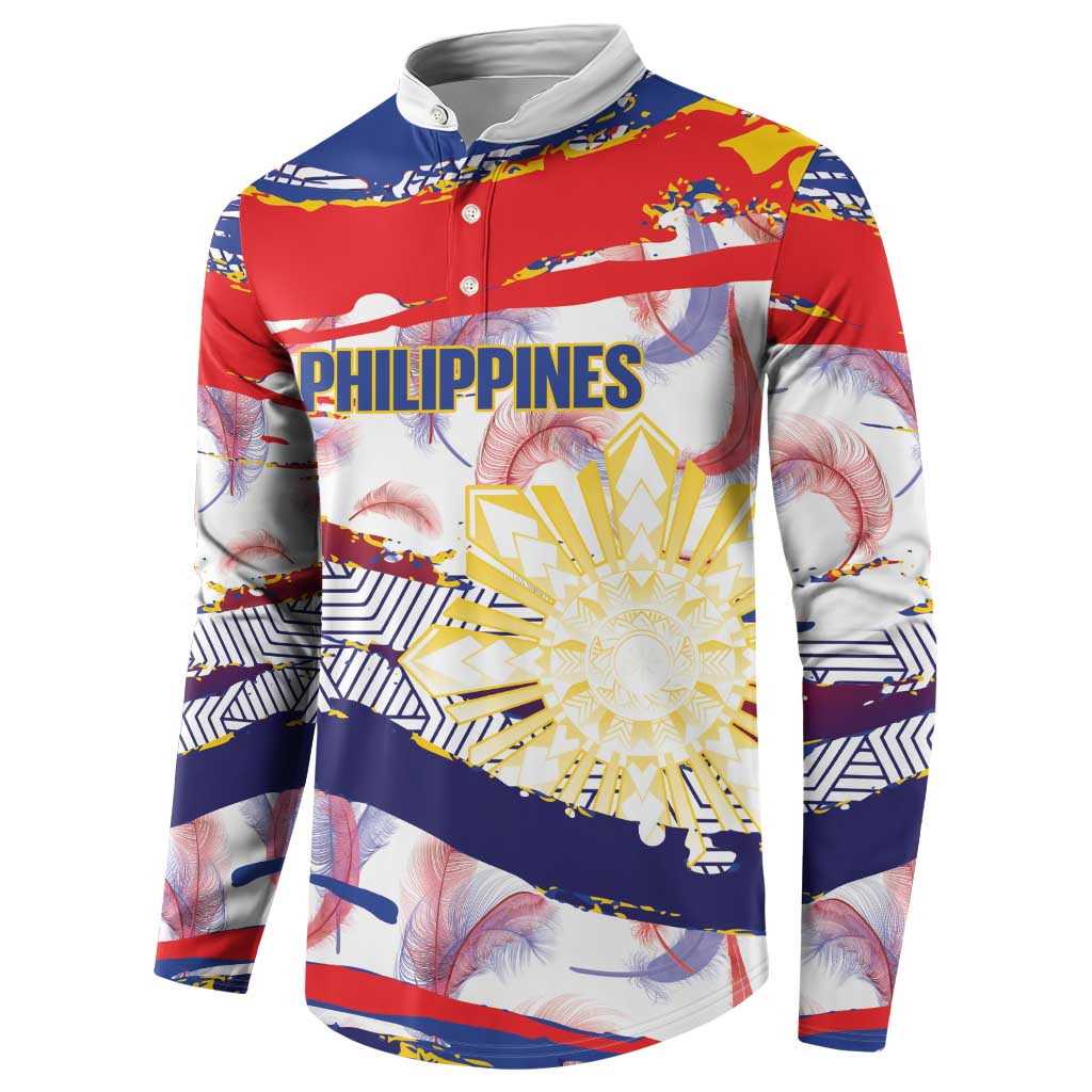 Personalised Philippines Sun Tattoo Button Sweatshirt Feathers Filipinas Grunge Style White