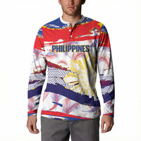 Personalised Philippines Sun Tattoo Button Sweatshirt Feathers Filipinas Grunge Style White