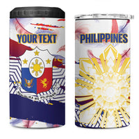 Personalised Philippines Sun Tattoo 4 in 1 Can Cooler Tumbler Feathers Filipinas Grunge Style White