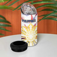 Personalised Philippines Sun Tattoo 4 in 1 Can Cooler Tumbler Feathers Filipinas Grunge Style White