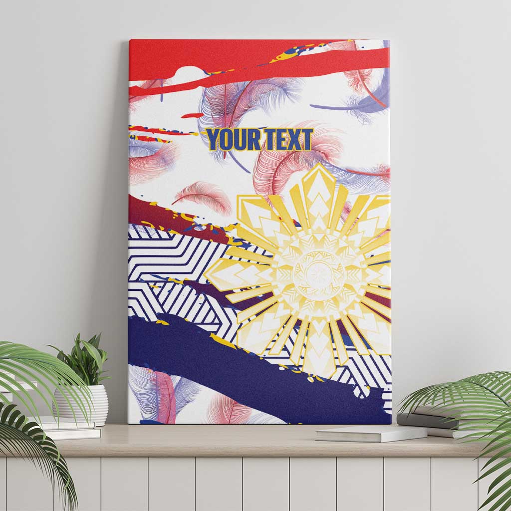 Personalised Philippines Sun Tattoo Canvas Wall Art Feathers Filipinas Grunge Style White