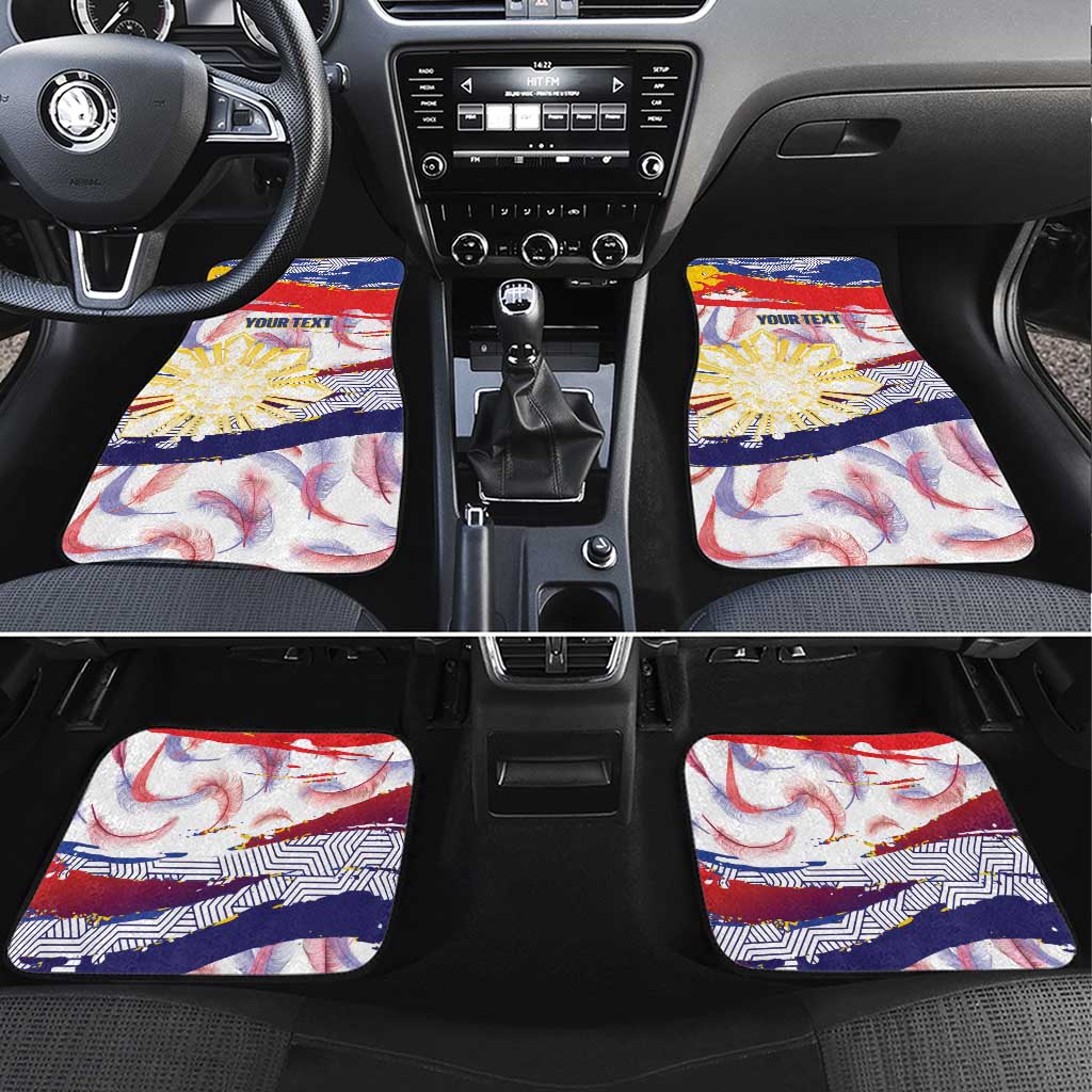 Personalised Philippines Sun Tattoo Car Mats Feathers Filipinas Grunge Style White