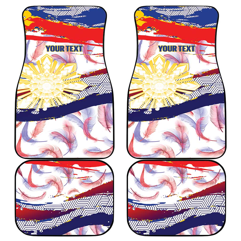 Personalised Philippines Sun Tattoo Car Mats Feathers Filipinas Grunge Style White