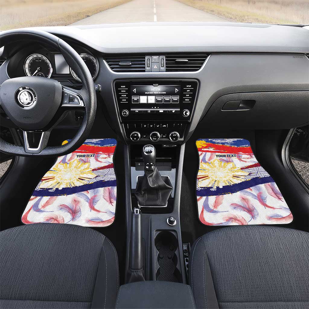 Personalised Philippines Sun Tattoo Car Mats Feathers Filipinas Grunge Style White