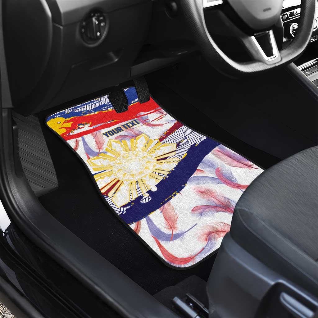 Personalised Philippines Sun Tattoo Car Mats Feathers Filipinas Grunge Style White