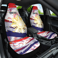 Personalised Philippines Sun Tattoo Car Seat Cover Feathers Filipinas Grunge Style White