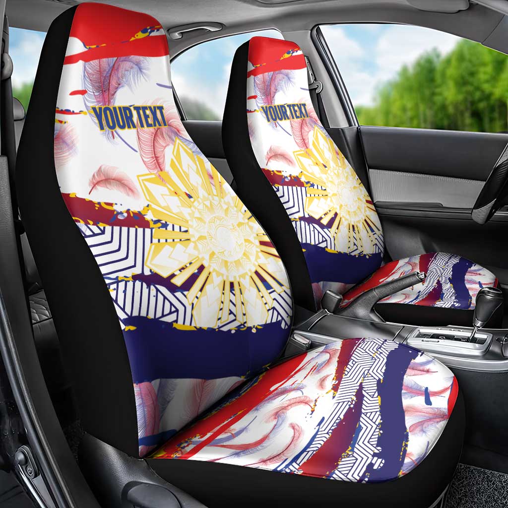 Personalised Philippines Sun Tattoo Car Seat Cover Feathers Filipinas Grunge Style White