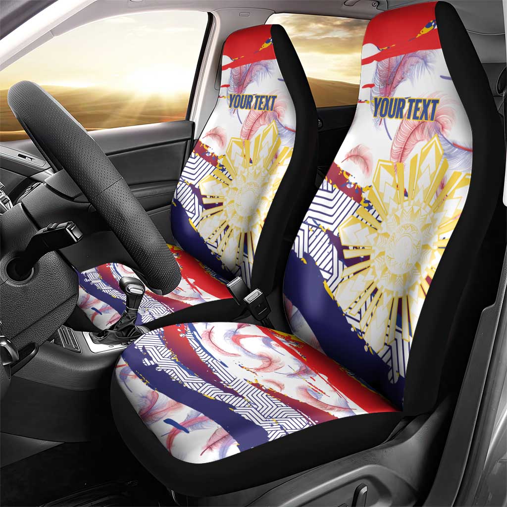 Personalised Philippines Sun Tattoo Car Seat Cover Feathers Filipinas Grunge Style White