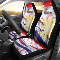 Personalised Philippines Sun Tattoo Car Seat Cover Feathers Filipinas Grunge Style White