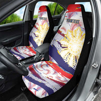 Personalised Philippines Sun Tattoo Car Seat Cover Feathers Filipinas Grunge Style White