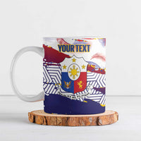 Personalised Philippines Sun Tattoo Ceramic Mug Feathers Filipinas Grunge Style White