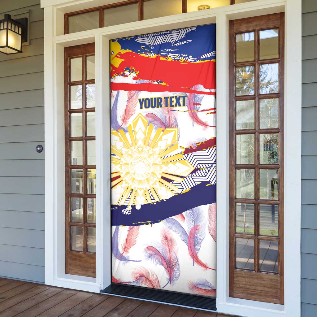 Personalised Philippines Sun Tattoo Door Cover Feathers Filipinas Grunge Style White