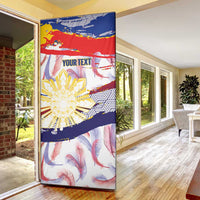 Personalised Philippines Sun Tattoo Door Cover Feathers Filipinas Grunge Style White