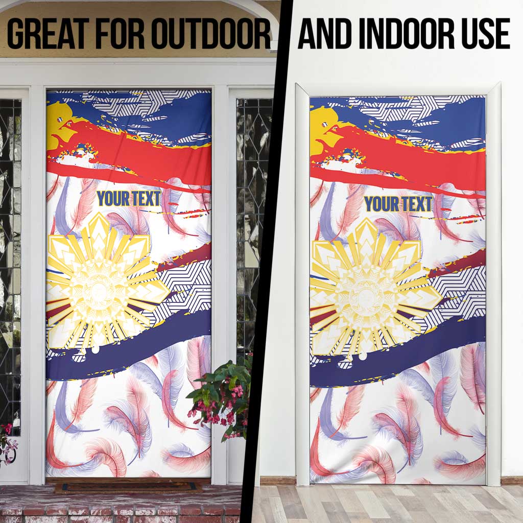 Personalised Philippines Sun Tattoo Door Cover Feathers Filipinas Grunge Style White