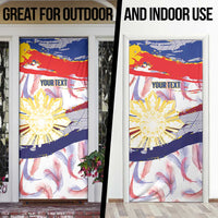 Personalised Philippines Sun Tattoo Door Cover Feathers Filipinas Grunge Style White