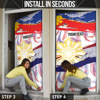 Personalised Philippines Sun Tattoo Door Cover Feathers Filipinas Grunge Style White
