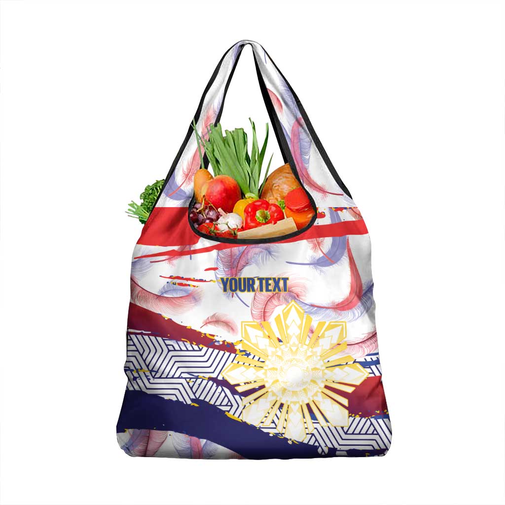 Personalised Philippines Sun Tattoo Grocery Bag Feathers Filipinas Grunge Style White