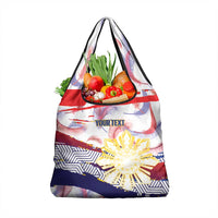 Personalised Philippines Sun Tattoo Grocery Bag Feathers Filipinas Grunge Style White