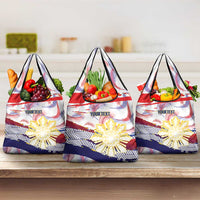 Personalised Philippines Sun Tattoo Grocery Bag Feathers Filipinas Grunge Style White