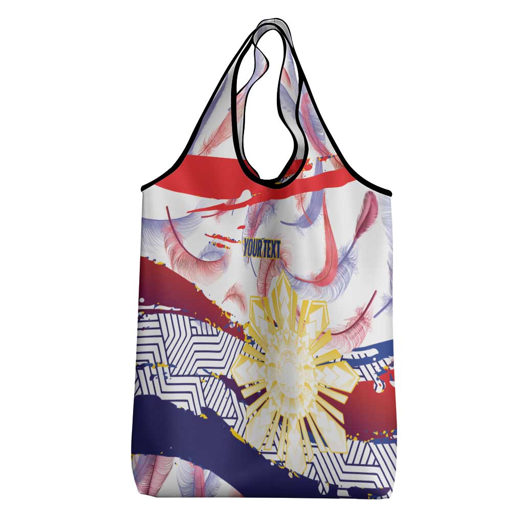 Personalised Philippines Sun Tattoo Grocery Bag Feathers Filipinas Grunge Style White