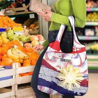 Personalised Philippines Sun Tattoo Grocery Bag Feathers Filipinas Grunge Style White