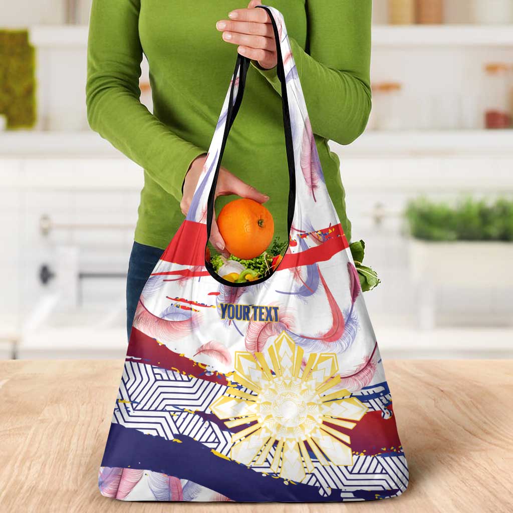 Personalised Philippines Sun Tattoo Grocery Bag Feathers Filipinas Grunge Style White