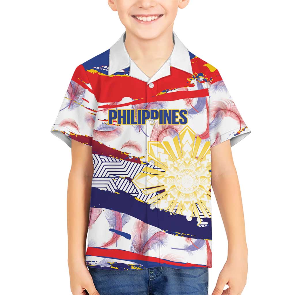 Personalised Philippines Sun Tattoo Hawaiian Shirt Feathers Filipinas Grunge Style White