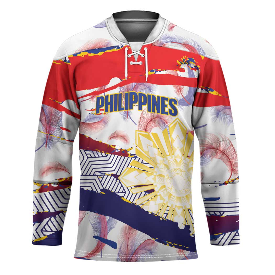 Personalised Philippines Sun Tattoo Hockey Jersey Feathers Filipinas Grunge Style White
