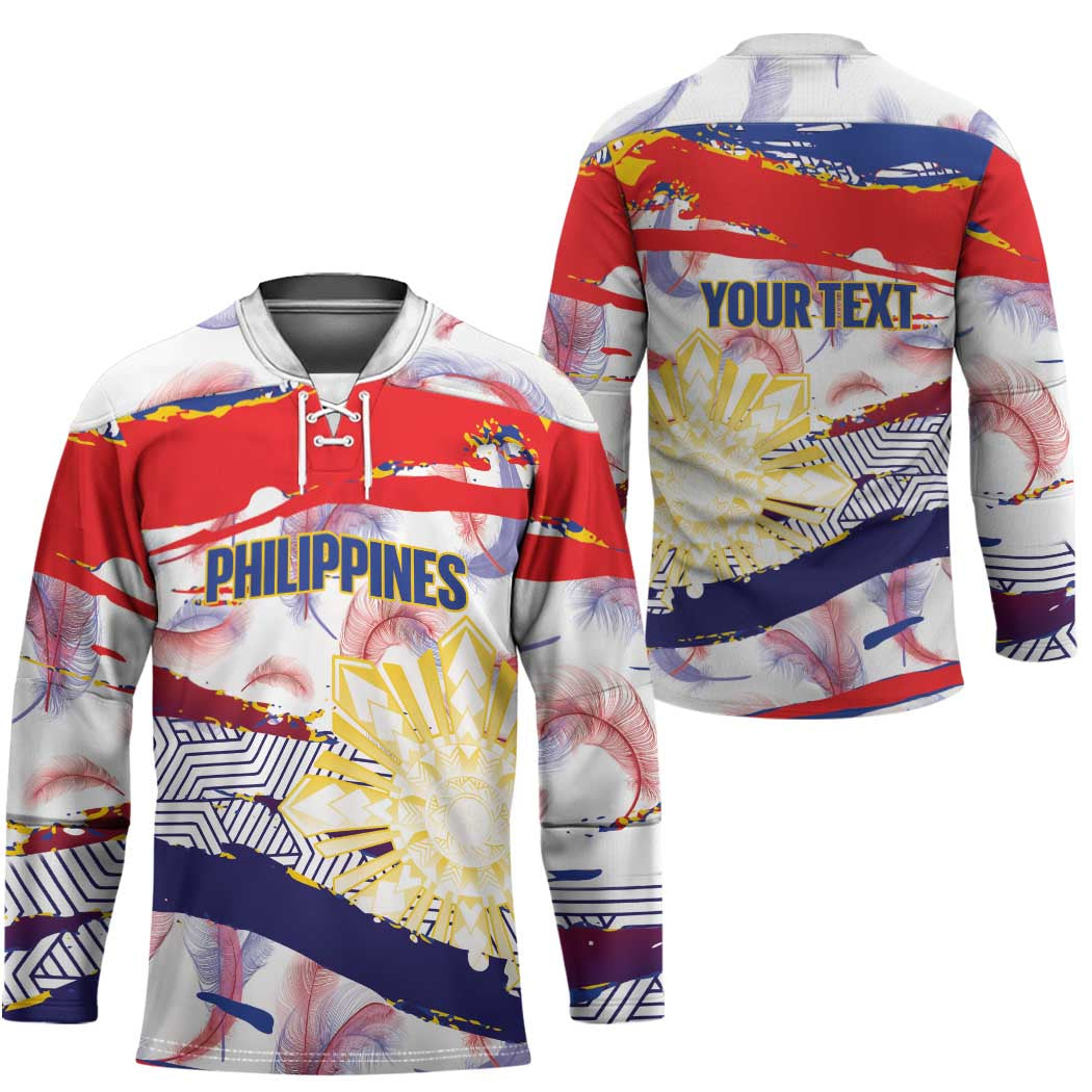 Personalised Philippines Sun Tattoo Hockey Jersey Feathers Filipinas Grunge Style White