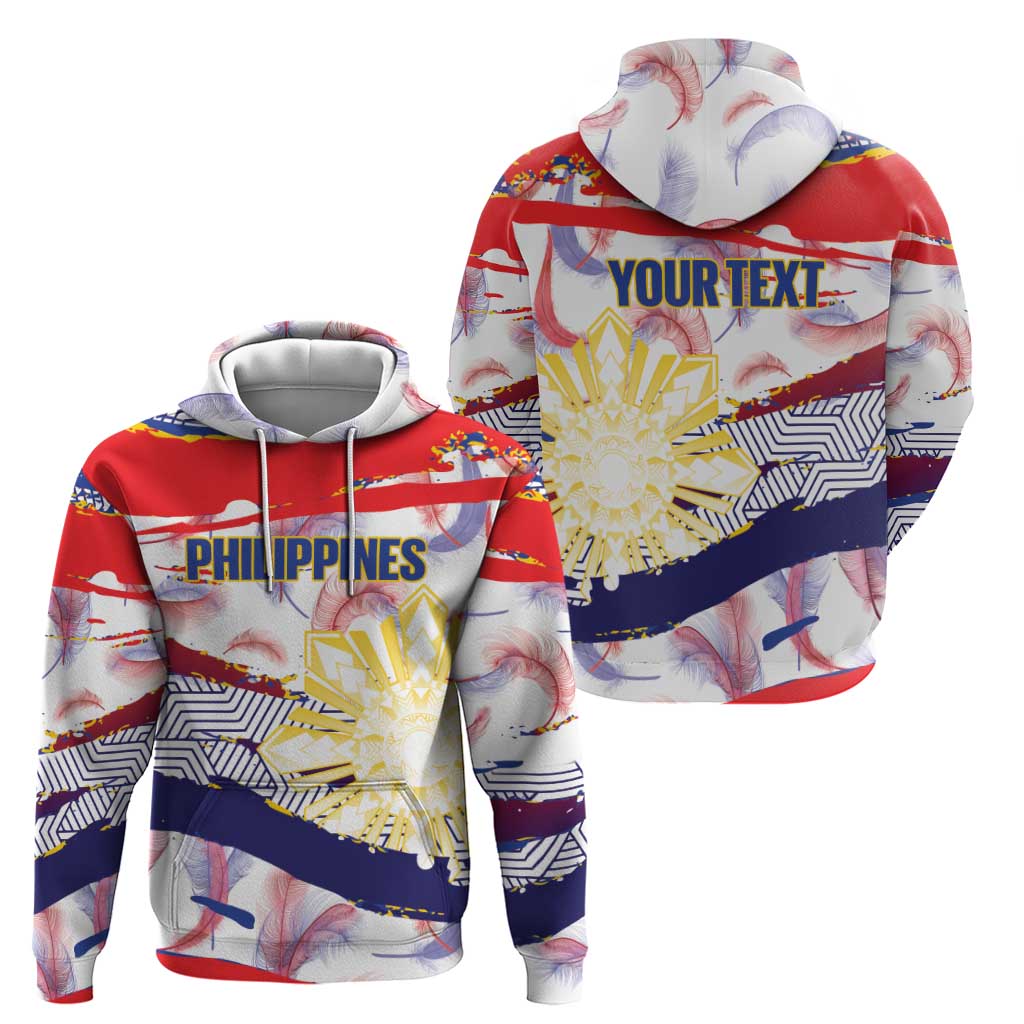 Personalised Philippines Sun Tattoo Hoodie Feathers Filipinas Grunge Style White