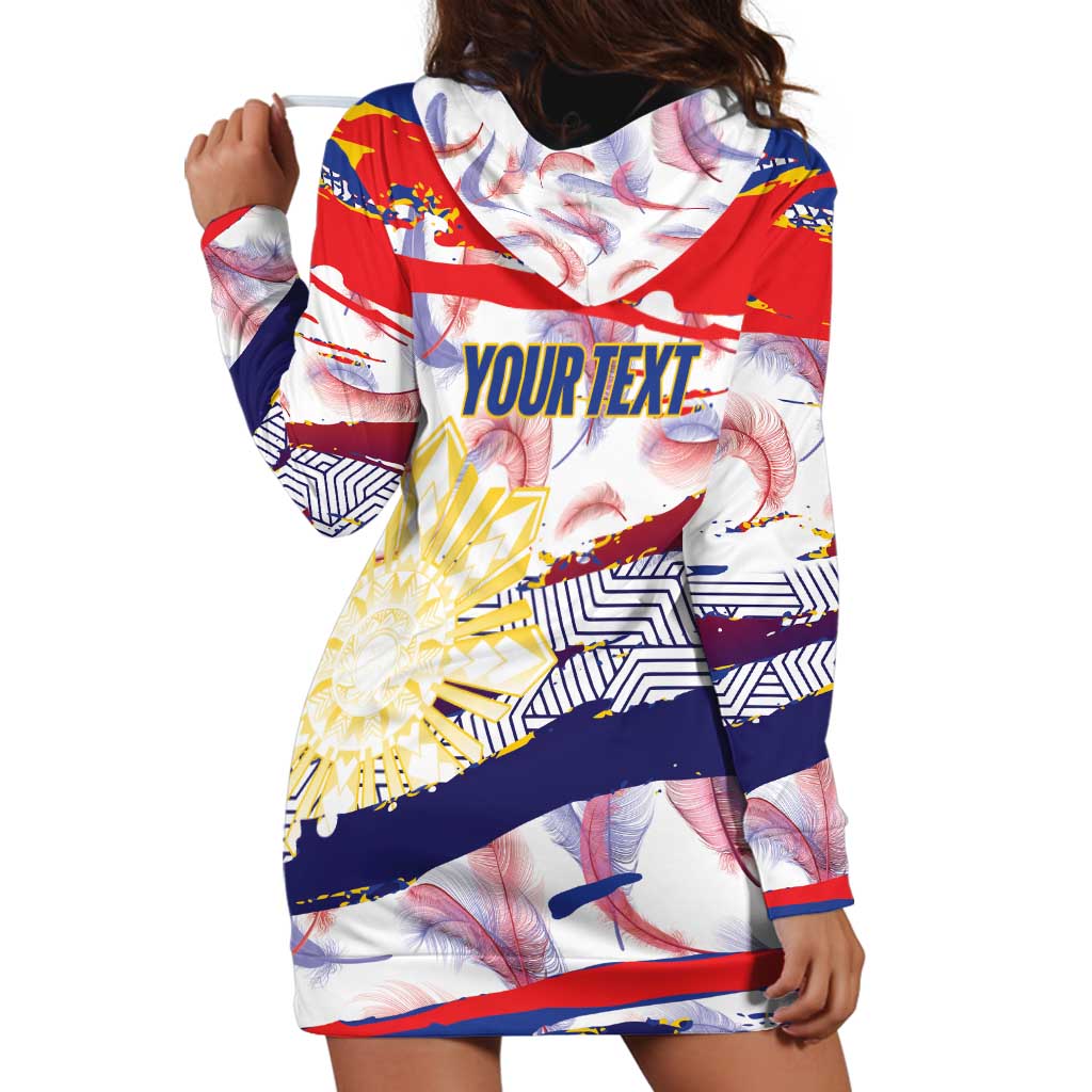 Personalised Philippines Sun Tattoo Hoodie Dress Feathers Filipinas Grunge Style White