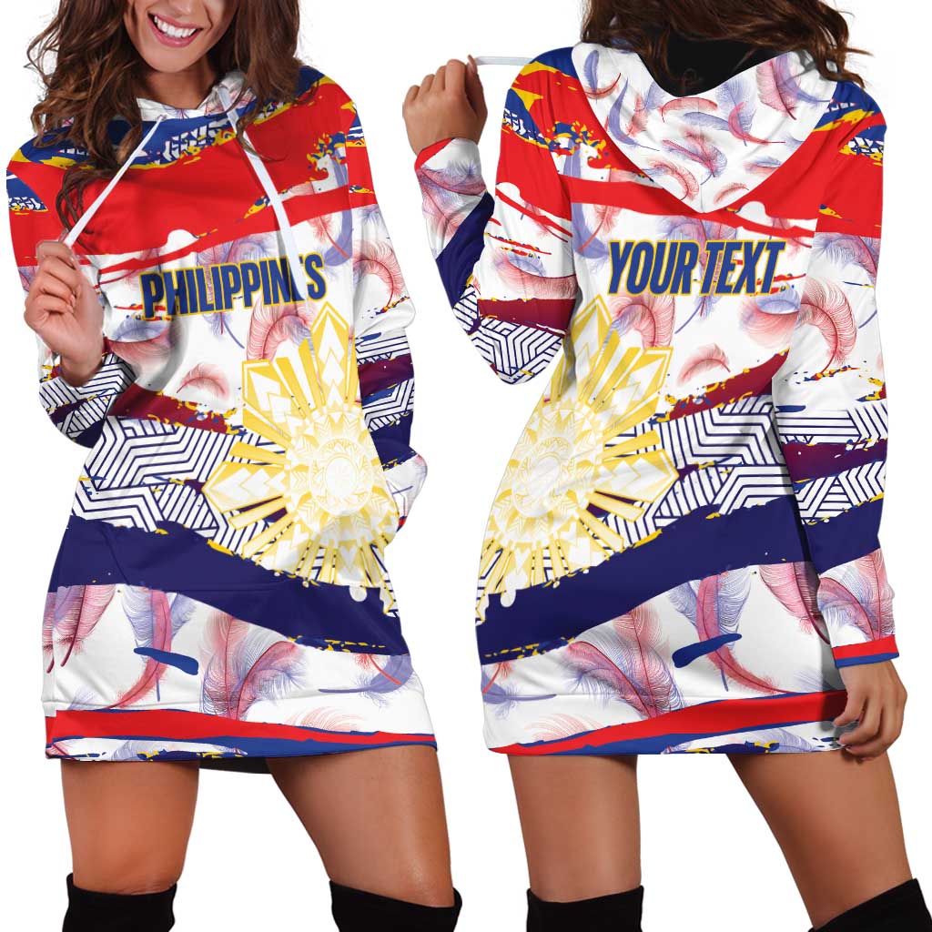 Personalised Philippines Sun Tattoo Hoodie Dress Feathers Filipinas Grunge Style White