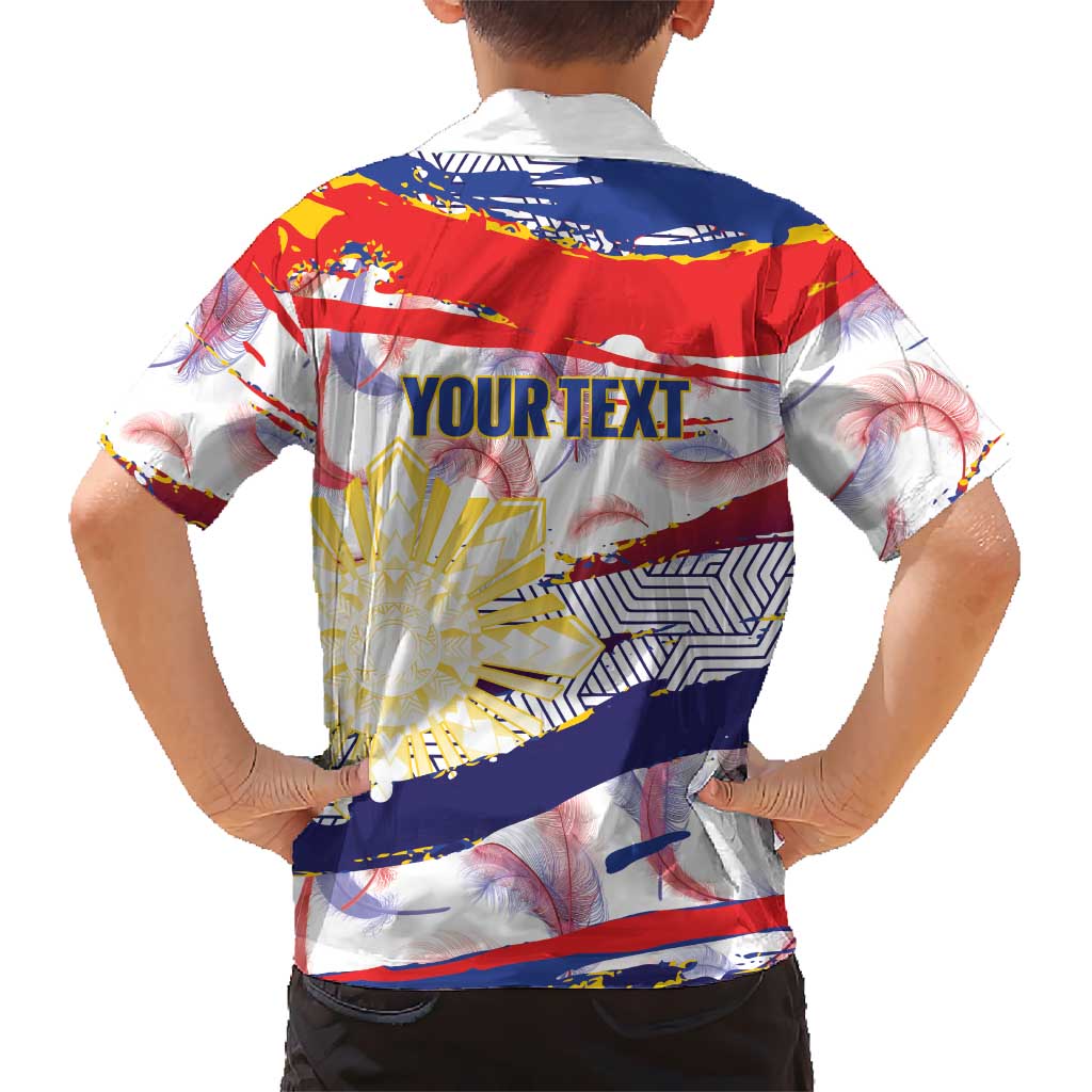Personalised Philippines Sun Tattoo Kid Hawaiian Shirt Feathers Filipinas Grunge Style White